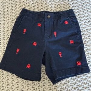 Dark Blue Shorts with Red Lobster Design